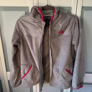 Gray girls north face zip up jacket